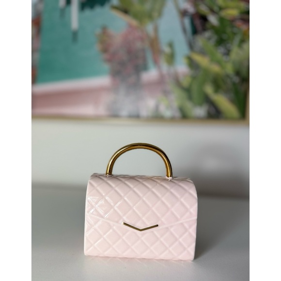 Pink Gold Handbag Purse Shaped Ceramic Textured Novelty Coffee Tea Mug Cup - Picture 8 of 8